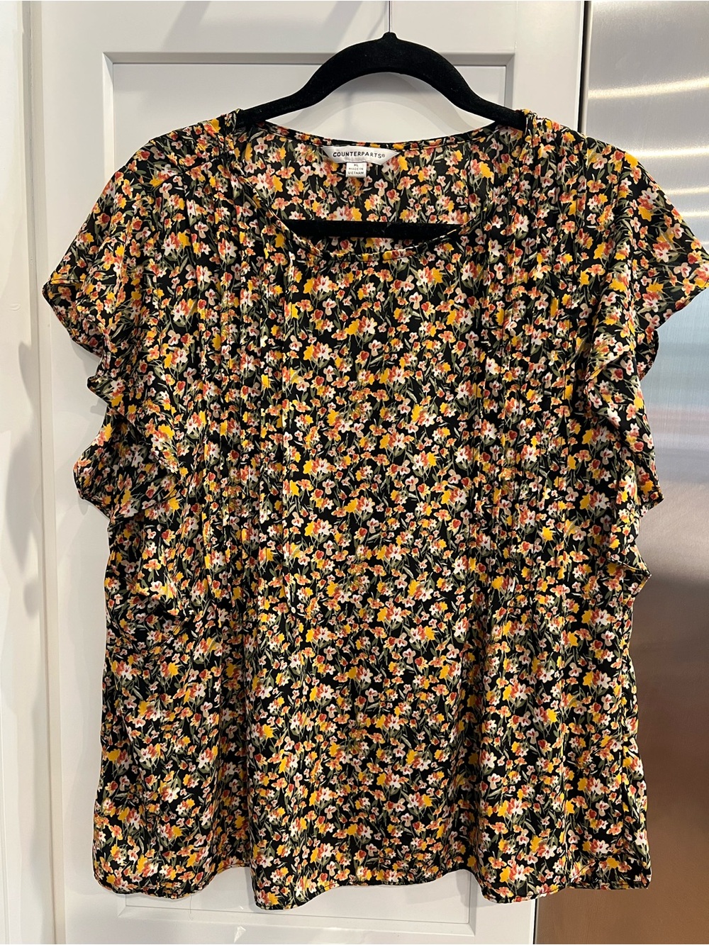 Counterparts Black Floral Ruffle Sleeve Blouse